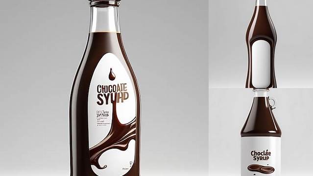 5535+ Clear Glass Chocolate Syrup Bottle PSD Mockup Premium Design Freebie