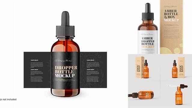 5536+ 120ml Amber Glass Dropper Bottle PSD Mockup Premium Free Graphic Resource