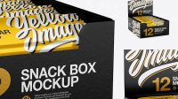 5537+ 12 Glossy Snack Bars Display Box PSD Mockup Free PSD