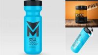 5540+ Matte Plastic Sport Nutrition Bottle PSD Mockup Front View Free Digital Resource for Designers