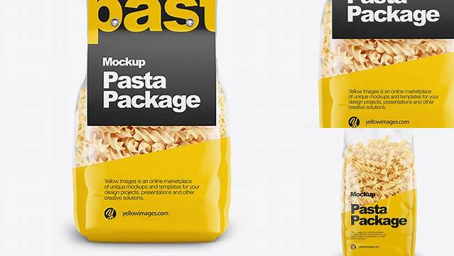 5544+ Fusilli Pasta with Label PSD Mockup Front View Smart Object Free Photoshop File