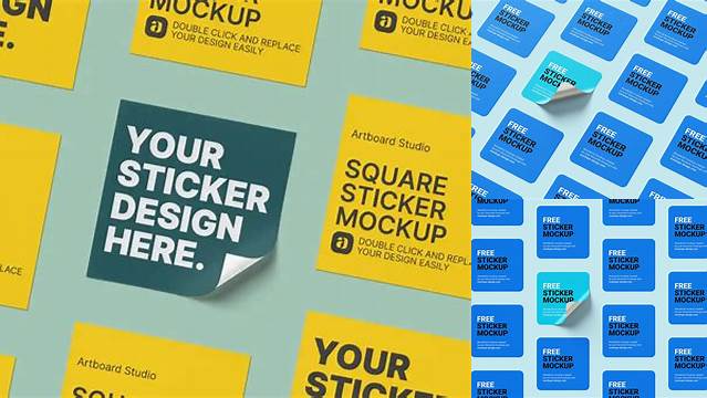 5547+ Square Sticker Mockup Free PSD for Free