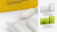 5547+ Two Glossy Boxes With Suppositories PSD Mockup Half Side view Professional Graphic PSD Download