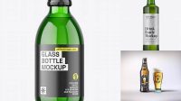 5548+ 250ml Green Glass Bottle with Beer PSD Mockup Modern and Unique Freebie PSD