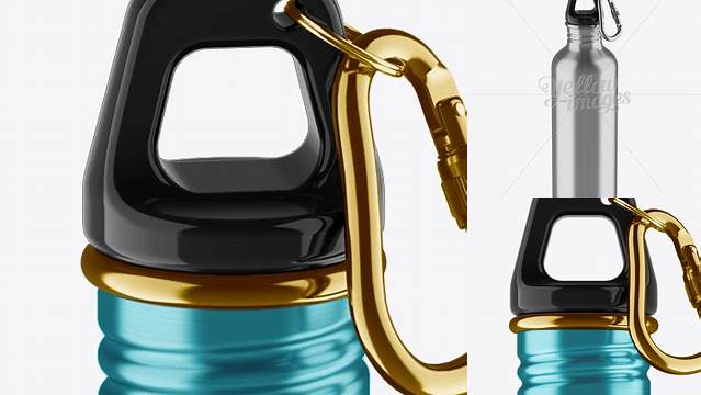 5551+ 500ml Steel Sport Bottle With Carabiner PSD Mockup High-Angle Shot Custom Mockup PSD for Free