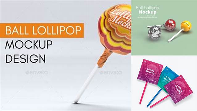 5551+ Ball Lollipop In Transparent Wrapper PSD Mockup Exclusive Editable PSD File