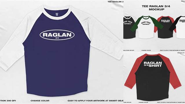 5551+ Mockup Raglan 3/4 Cdr Easy Editable