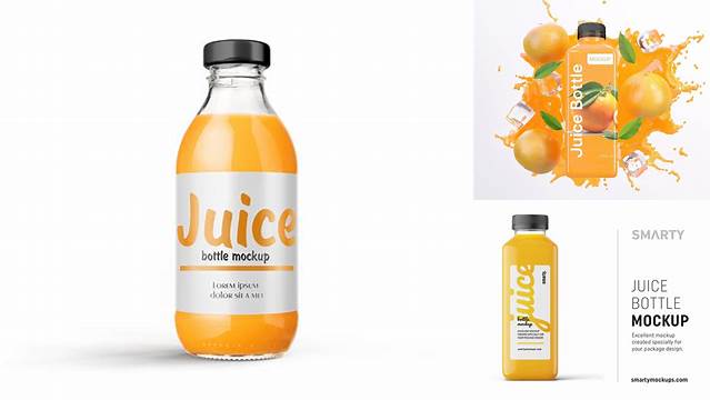 5554+ 500ml Orange Juice Bottle PSD Mockup Elegant Free Graphic Resource