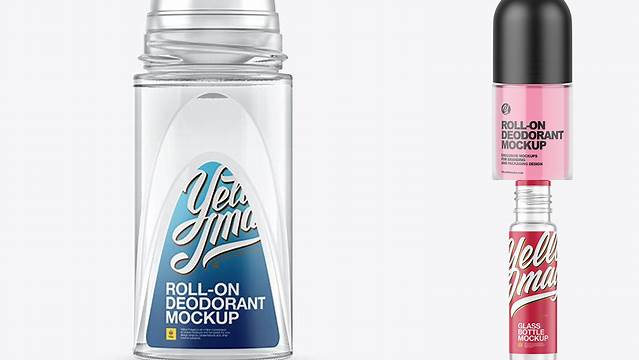 5555+ Clear Glass Roll-On Deodorant PSD Mockup Exclusive Free Creative Resource