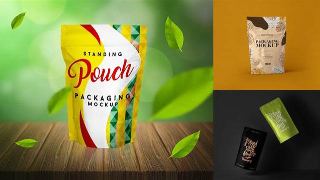 5555+ Stand-Up Pouch with Rice PSD Mockup Front View Free Downloadable PSD