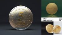 556+ Gold Coin Mockup Free Download Free Editable PSD Template