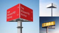 5560+ Triple Billboard PSD Mockup Front View Best Free Mockup PSD