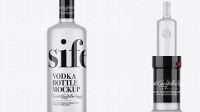 5561+ Frosted Glass Vodka Bottle with Shrink Band PSD Mockup Editable Photoshop File