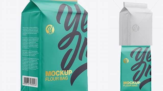 5561+ Matte Paper Flour Bag PSD Mockup Halfside View Eye-Level Shot Professional Editable Freebie PSD