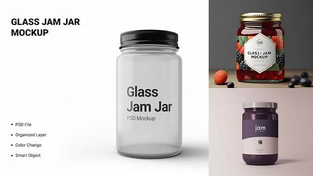 5564+ Glass Apple Jam Jar PSD Mockup Free Premium Photoshop Template Download