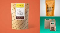 5567+ Kraft Stand Up Pouch PSD Mockup Front View Professional Editable Freebie PSD