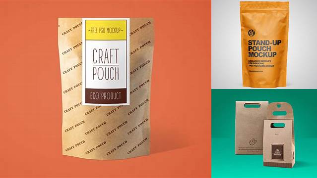 5567+ Kraft Stand Up Pouch PSD Mockup Front View Professional Editable Freebie PSD