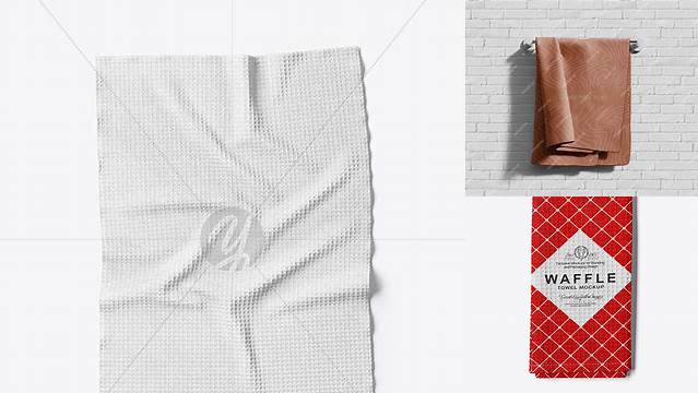 5571+ Folded Waffle Towel PSD Mockup Top View Premium Design Freebie