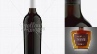 5572+ 75cl Aleka Emerald Green Bottle with Red Wine PSD Mockup High-Quality Design Free PSD