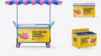 5573+ Ice Cream Fridge With Awning PSD Mockup Front View Download Free Premium Design PSD