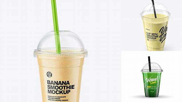 5574+ Banana Smoothie Cup PSD Mockup High-End PSD Download