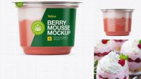 5577+ Berry Mousse Cup PSD Mockup Eye-Level Shot Editable and Customizable PSD