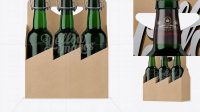 5579+ Kraft Paper 6 Pack Green Bottle Carrier PSD Mockup Front View Elegant Design Mockup PSD