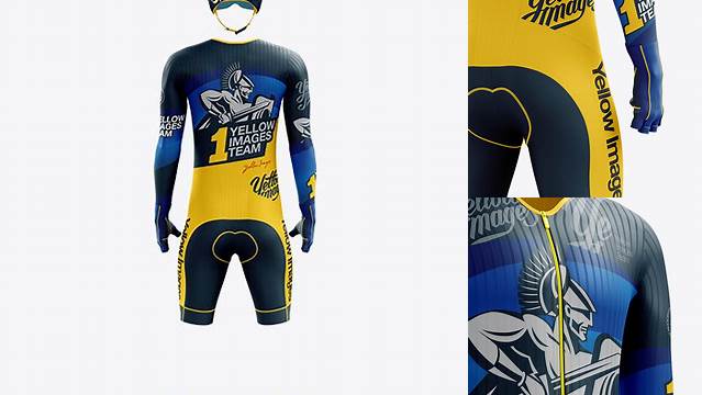 5583+ Men’s Full Cycling Time-Trial Kit PSD Mockup Hero Back Shot Premium Quality PSD Freebie