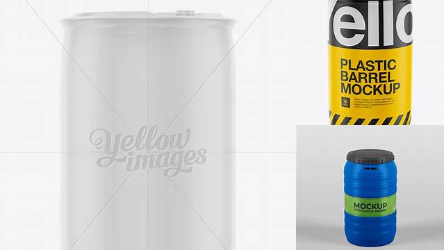 5584+ 250L Plastic Barrel PSD Mockup Easy-to-Edit Photoshop Freebie