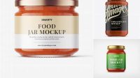 5584+ Glossy Sauce Jar PSD Mockup Front View Layered PSD File Free Download