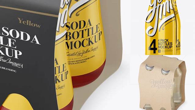 5585+ 4 Bottles Pack PSD Mockup Halfside View High-Resolution PSD Download