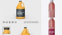 5587+ Plastic Red Juice Jug PSD Mockup Front and Back Views High-End Layered Mockup Free