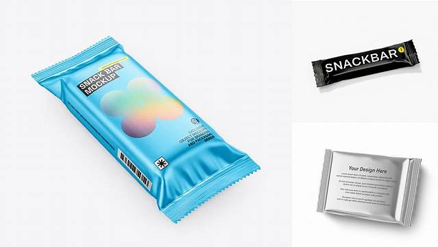 5588+ Matte Metallic Snack Bar PSD Mockup Back View Smart Layer Mockup Free