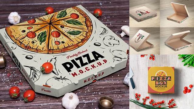 5588+ Pizza Paper Box PSD Mockup Half Side View Smart Editable Design Mockup