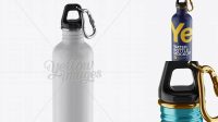 5593+ 500ml Matte Sport Bottle With Carabiner PSD Mockup High-Angle Shot Fully Layered Free Photoshop File