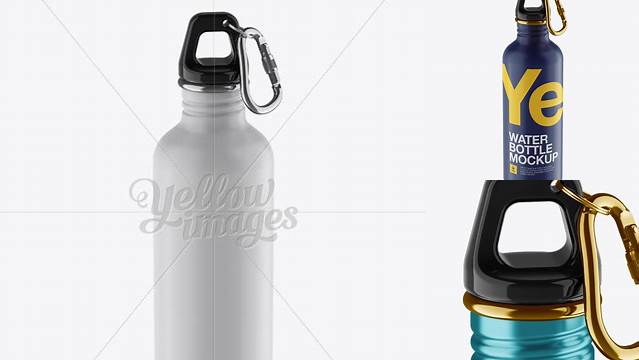 5593+ 500ml Matte Sport Bottle With Carabiner PSD Mockup High-Angle Shot Fully Layered Free Photoshop File