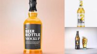 5593+ Clear Glass Bottle with Lager Beer PSD Mockup Digital Photoshop Free Mockup