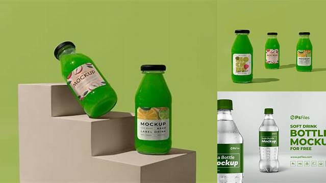 5595+ Green Drink Bottle PSD Mockup Customizable Design Files