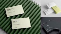 5595+ Three Textured Business Cards PSD Mockup Top View Customizable Design Files