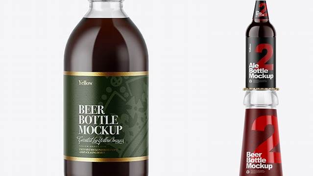 5596+ Clear Glass Brown Ale Bottle PSD Mockup Customizable Design Files