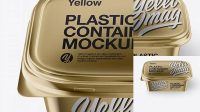 5597+ Metallic Plastic Container PSD Mockup Front View High Angle Shot Creative High-Resolution PSD Freebie