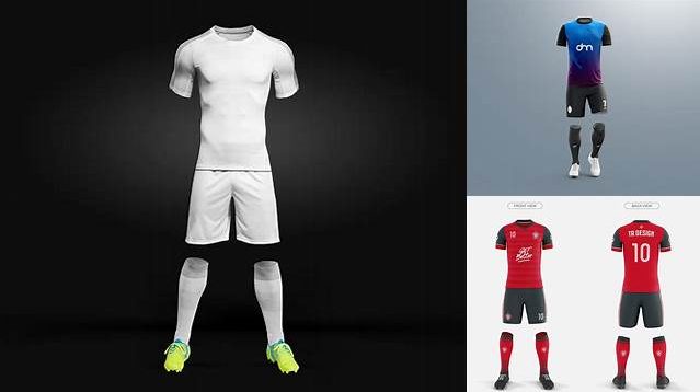 5601+ Men’s Full Soccer Kit with Polo Shirt PSD Mockup Back View Free Graphic Design Resource