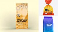 5602+ Matte Food Bag PSD Mockup Front View Editable Photoshop File