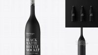 5604+ Long Neck Black Matte Bottle PSD Mockup Custom Graphic Resource Free Download