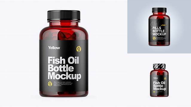 5608+ Green Bottle with Fish Oil PSD Mockup Include TIFF