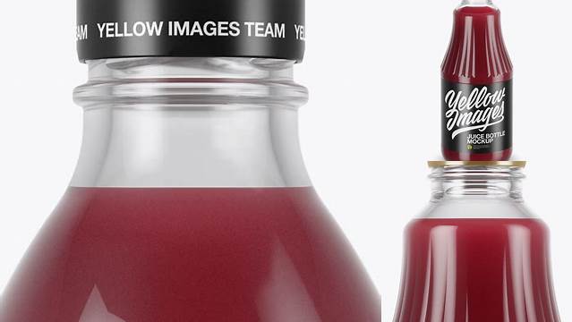 5612+ Clear Glass Berry Juice Bottle PSD Mockup High-Angle Shot Versatile Photoshop Freebie