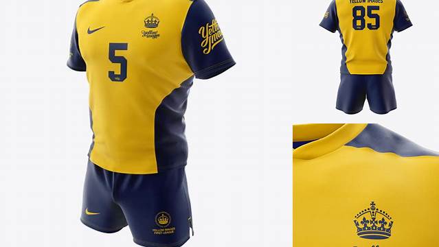 5612+ Men’s Rugby Kit with V-Neck Jersey PSD Mockup Front View Elegant Photoshop Mockup