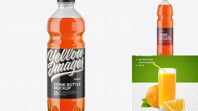 5613+ 0.5L PET Bottle with Orange Soft Drink PSD Mockup Fully Editable Photoshop PSD Free Download