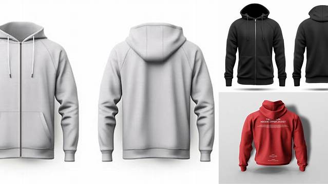 5618+ Hoodie with Zipper PSD Mockup Back View Modern Free PSD Template