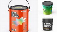 5620+ 1L Glossy Paint Bucket PSD Mockup Free Premium Photoshop Template Download